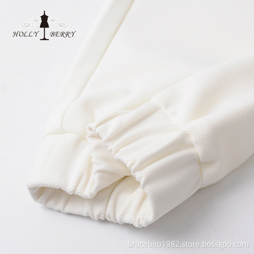 Breathable Elastic High Waist Rivet Loose Streetwear White Womens Sweatpants Fashionable